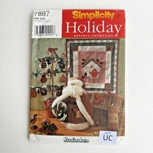 Simplicity 7897 Holiday SANTA DOLL FOLK TREE ORNAMENTS WALL HANGING UNCUT